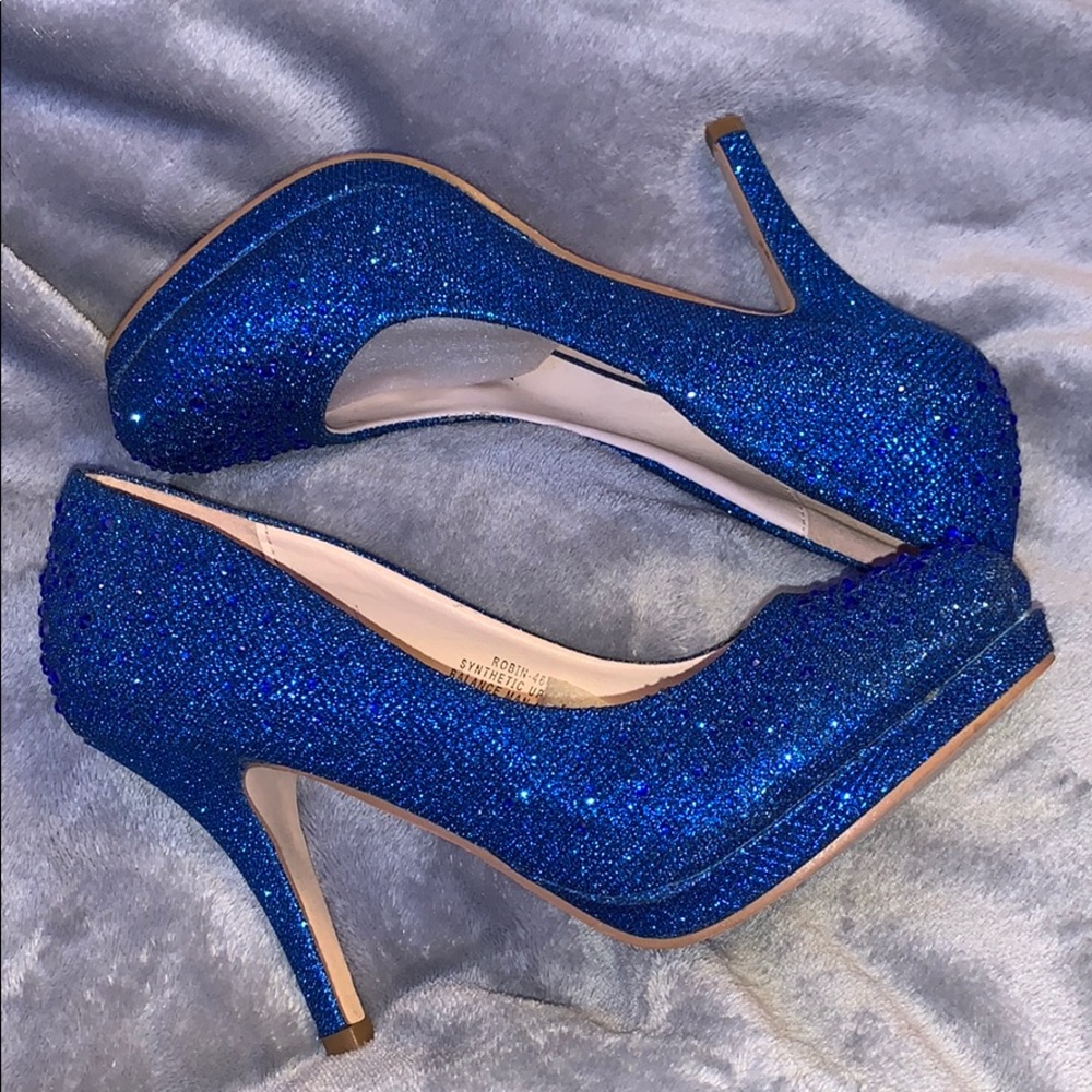 cute glitter blue heels